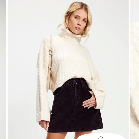 Vici Sweaters - Vici cable knit turtleneck sweater ivory